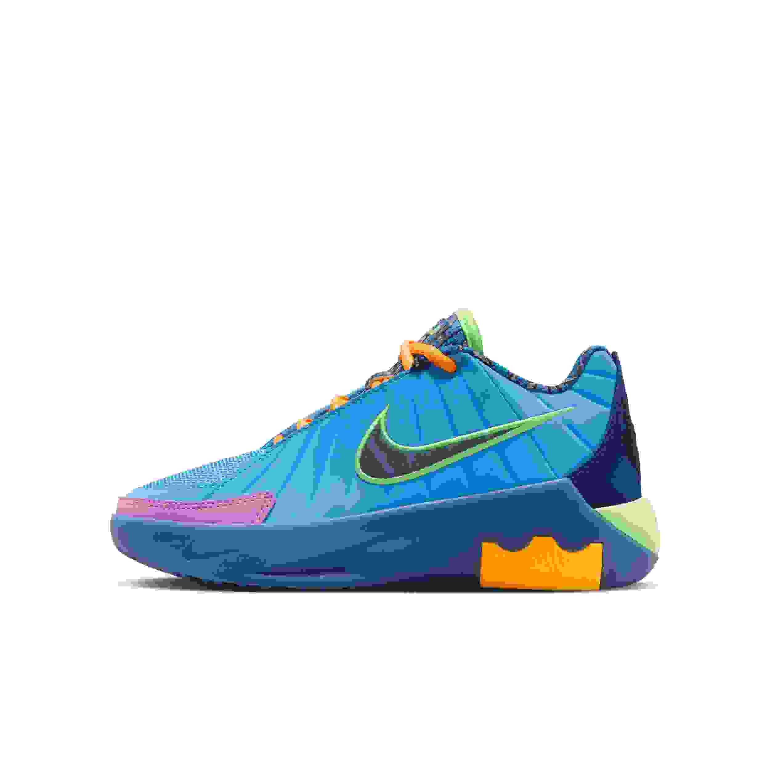 Nike LeBron Witness 9 Grade School Boys' "Blue/Midnight Navy/Lime Blast/Black" Basketball Shoe
